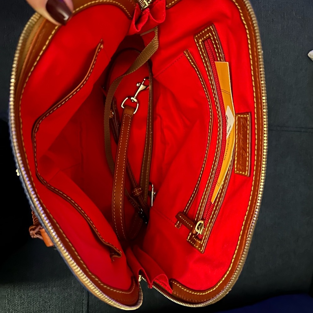 Dooney & Bourke Navy and Brown Satchel - Picture 4 of 6